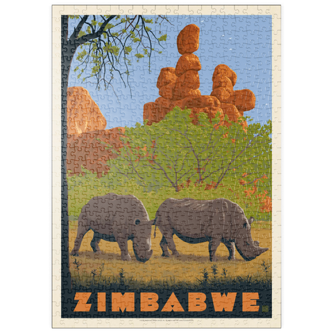 puzzleplate Zimbabwe, Vintage Poster 500 Puzzle