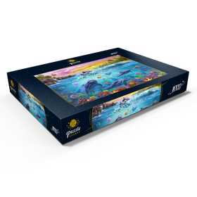 Alternative Darstellung des Puzzle-Motivs Tanz der Delfine bei Sonnenuntergang – Puzzleteile: 1000