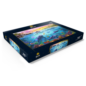 Alternative Darstellung des Puzzle-Motivs Tanz der Delfine bei Sonnenuntergang – Puzzleteile: 200