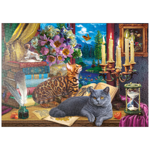 puzzleplate Cats Near the Window at Night 1000 Puzzle