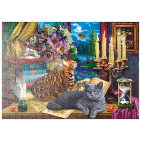Darstellung des Puzzle Motivs Geheimnisse der Katzenbibliothek - Puzzleteile: 200