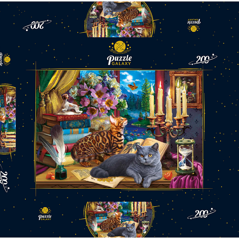 Cats Near the Window at Night 200 Puzzle Schachtel 3D Modell