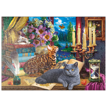 puzzleplate Cats Near the Window at Night 500 Puzzle
