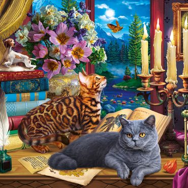 Cats Near the Window at Night 500 Puzzle 3D Modell