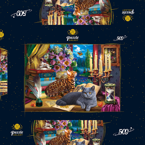 Cats Near the Window at Night 500 Puzzle Schachtel 3D Modell