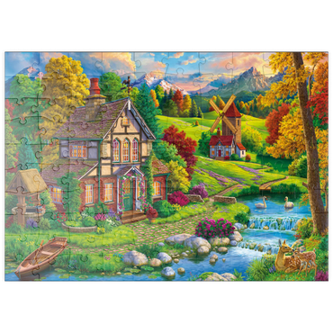 puzzleplate Beautiful Cozy House by the River 100 Puzzle