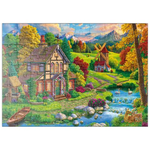 puzzleplate Beautiful Cozy House by the River 100 Puzzle