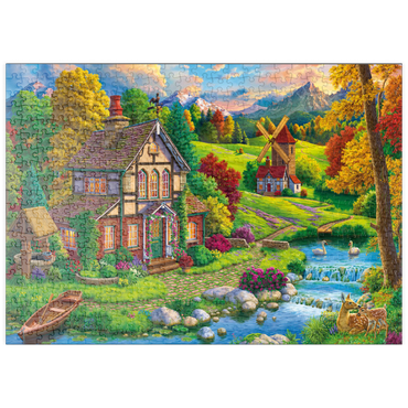 puzzleplate Beautiful Cozy House by the River 500 Puzzle