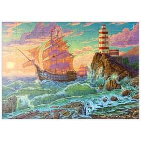 Darstellung des Puzzle Motivs Das Geheimnis der Leuchtturminsel - Puzzleteile: 100