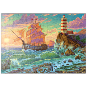 Darstellung des Puzzle Motivs Das Geheimnis der Leuchtturminsel - Puzzleteile: 200