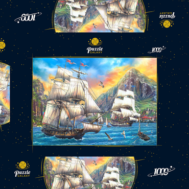 Majestic Sailboats in the Sea 1000 Puzzle Schachtel 3D Modell