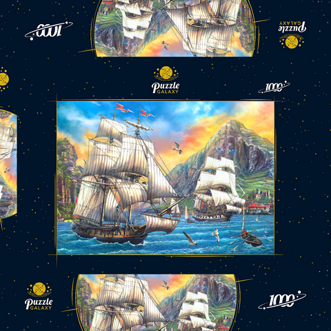 Majestic Sailboats in the Sea 1000 Puzzle Schachtel 3D Modell