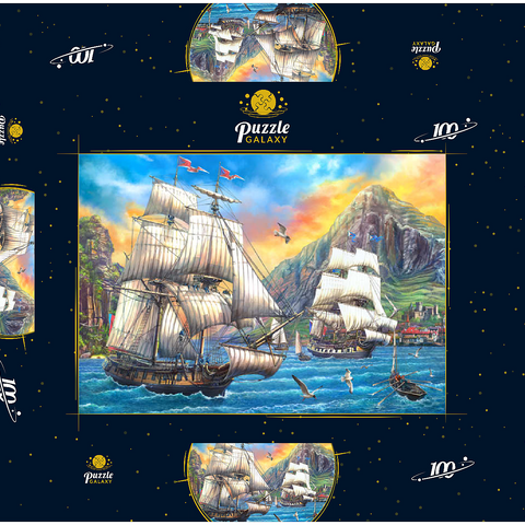 Majestic Sailboats in the Sea 100 Puzzle Schachtel 3D Modell