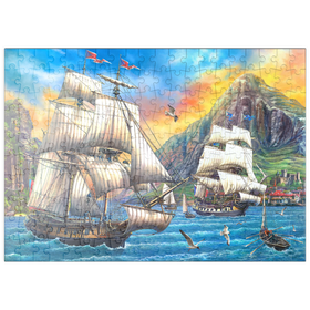Darstellung des Puzzle Motivs Majestätische Segelboote auf dem Meer - Puzzleteile: 200