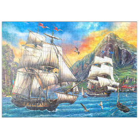 Darstellung des Puzzle Motivs Majestätische Segelboote auf dem Meer - Puzzleteile: 500
