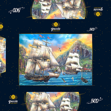 Majestic Sailboats in the Sea 500 Puzzle Schachtel 3D Modell