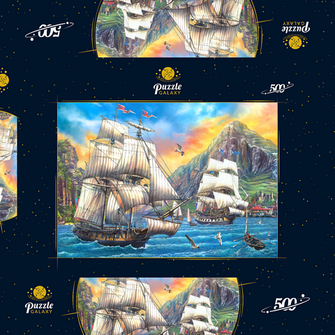 Majestic Sailboats in the Sea 500 Puzzle Schachtel 3D Modell