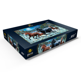 Alternative Darstellung des Puzzle-Motivs Winterzauber der Pferde – Puzzleteile: 1000