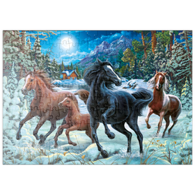 Darstellung des Puzzle-Motivs Winterzauber der Pferde – Puzzleteile: 200
