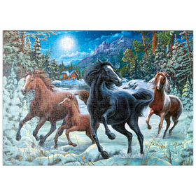 Darstellung des Puzzle-Motivs Winterzauber der Pferde – Puzzleteile: 500