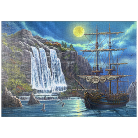 Darstellung des Puzzle-Motivs Nächtlicher Ankerplatz – Puzzleteile: 1000