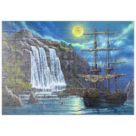 Darstellung des Puzzle Motivs Nächtlicher Ankerplatz - Puzzleteile: 100