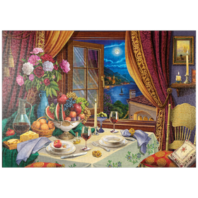 Darstellung des Puzzle-Motivs Gourmetabend am See – Puzzleteile: 1000