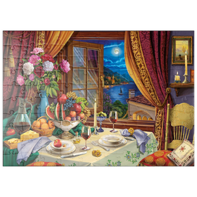 Darstellung des Puzzle Motivs Gourmetabend am See - Puzzleteile: 100