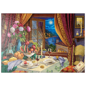 Darstellung des Puzzle Motivs Gourmetabend am See - Puzzleteile: 200