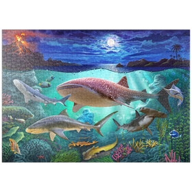 Darstellung des Puzzle-Motivs Im Reich der Haie – Puzzleteile: 1000