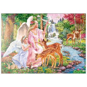 Darstellung des Puzzle Motivs Engel und Rehe am Fluss - Puzzleteile: 200