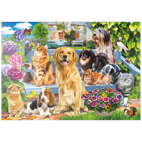 Darstellung des Puzzle-Motivs Haustier-Treff im Grünen – Puzzleteile: 1000
