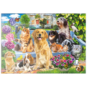 Darstellung des Puzzle Motivs Haustier-Treff im Grünen - Puzzleteile: 200