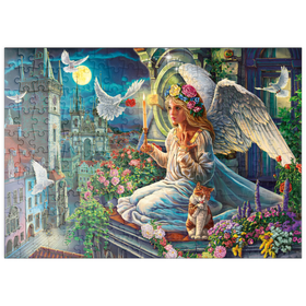 Darstellung des Puzzle-Motivs Schutzengel über der Stadt – Puzzleteile: 200