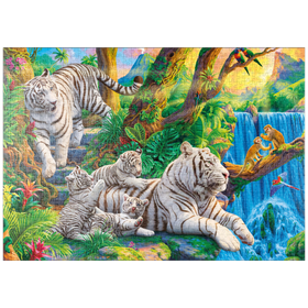 Darstellung des Puzzle Motivs Im Reich der weißen Tiger - Puzzleteile: 1000