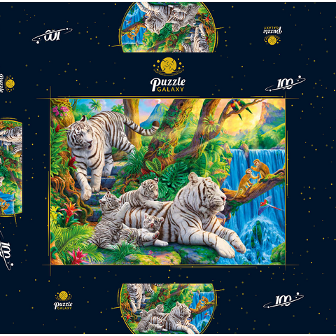 Family of White Tiger 100 Puzzle Schachtel 3D Modell