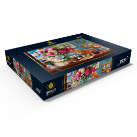 Alternative Darstellung des Puzzle-Motivs Katzenglück und Blumenduft – Puzzleteile: 1000