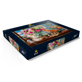 Darstellung des Puzzle Motivs Katzenglück und Blumenduft - Puzzleteile: 100