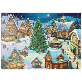 Darstellung des Puzzle Motivs Weihnachtszauber im Dorf - Puzzleteile: 100