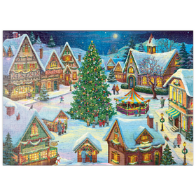 Darstellung des Puzzle Motivs Weihnachtszauber im Dorf - Puzzleteile: 500