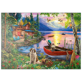 Darstellung des Puzzle-Motivs Ruhige Stunden am See – Puzzleteile: 200