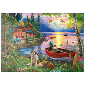 Darstellung des Puzzle Motivs Ruhige Stunden am See - Puzzleteile: 500