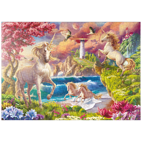 Darstellung des Puzzle-Motivs Zauberhafte Einhornwelt – Puzzleteile: 1000