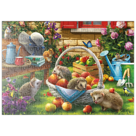 Darstellung des Puzzle Motivs Igel im Obstgarten: Ein sommerliches Abenteuer - Puzzleteile: 200