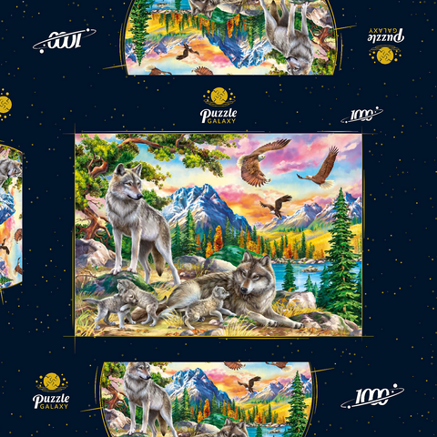 Wolves and Eagles 1000 Puzzle Schachtel 3D Modell