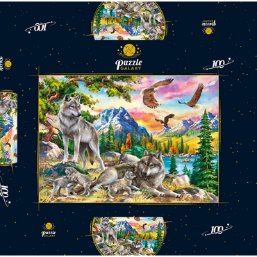 Wolves and Eagles 100 Puzzle Schachtel 3D Modell