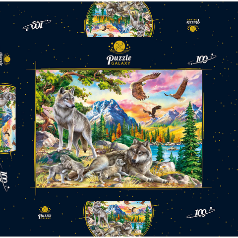 Wolves and Eagles 100 Puzzle Schachtel 3D Modell