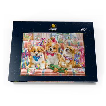 Corgi Puppies at Birthday Party 1000 Puzzle Schachtel Ansicht3