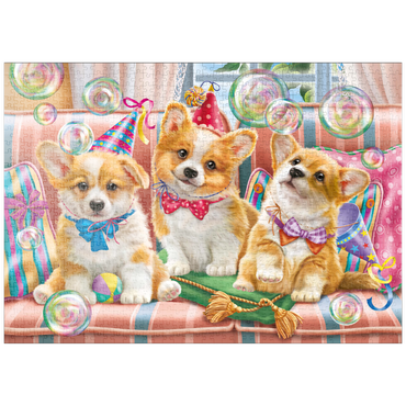 puzzleplate Corgi Puppies at Birthday Party 1000 Puzzle
