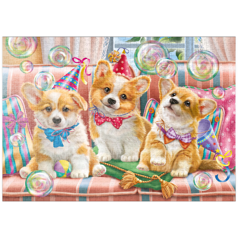 puzzleplate Corgi Puppies at Birthday Party 1000 Puzzle